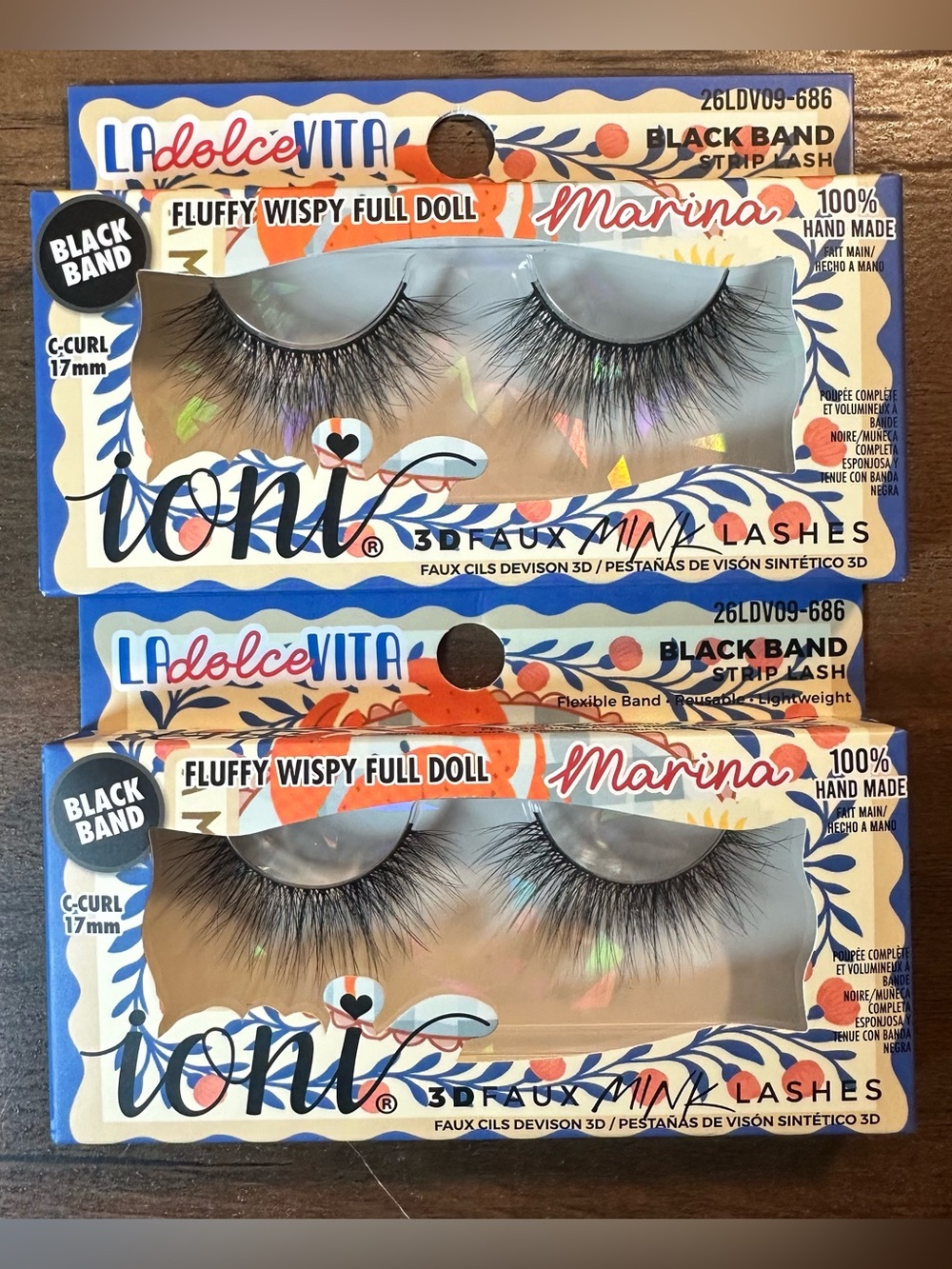 Ioni LA DOLCE VITA 3D Faux Mink Lashes MARINA~Fluffy Wispy Full Doll~ 2 Sets NEW